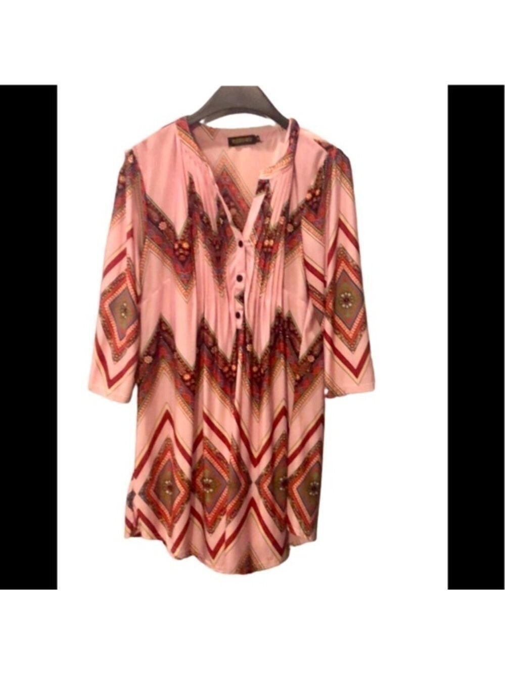 𝅺REBORN Zulily printed hot pink tunic shirt dress size M